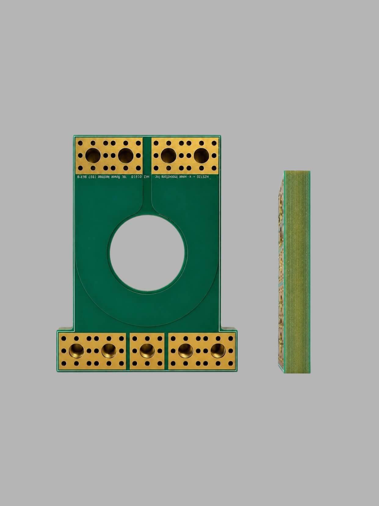 Linked Electronics Co., Limited 20oz double-sided heavy copper PCB — 25mm thick board with ENIG gold-plated high-current pads, in-house laminated for new energy power applications, manufactured in China